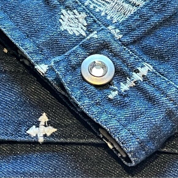 Laura Ashley Women’s Denim Jean Jacket Blue/White Southwestern design Size 10 - Picture 6 of 13